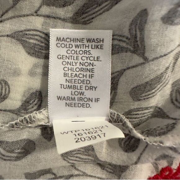 J. Jill XL White Black Red Floral Embroidered Short Sleeve Tasseled Blouse - Picture 9 of 10